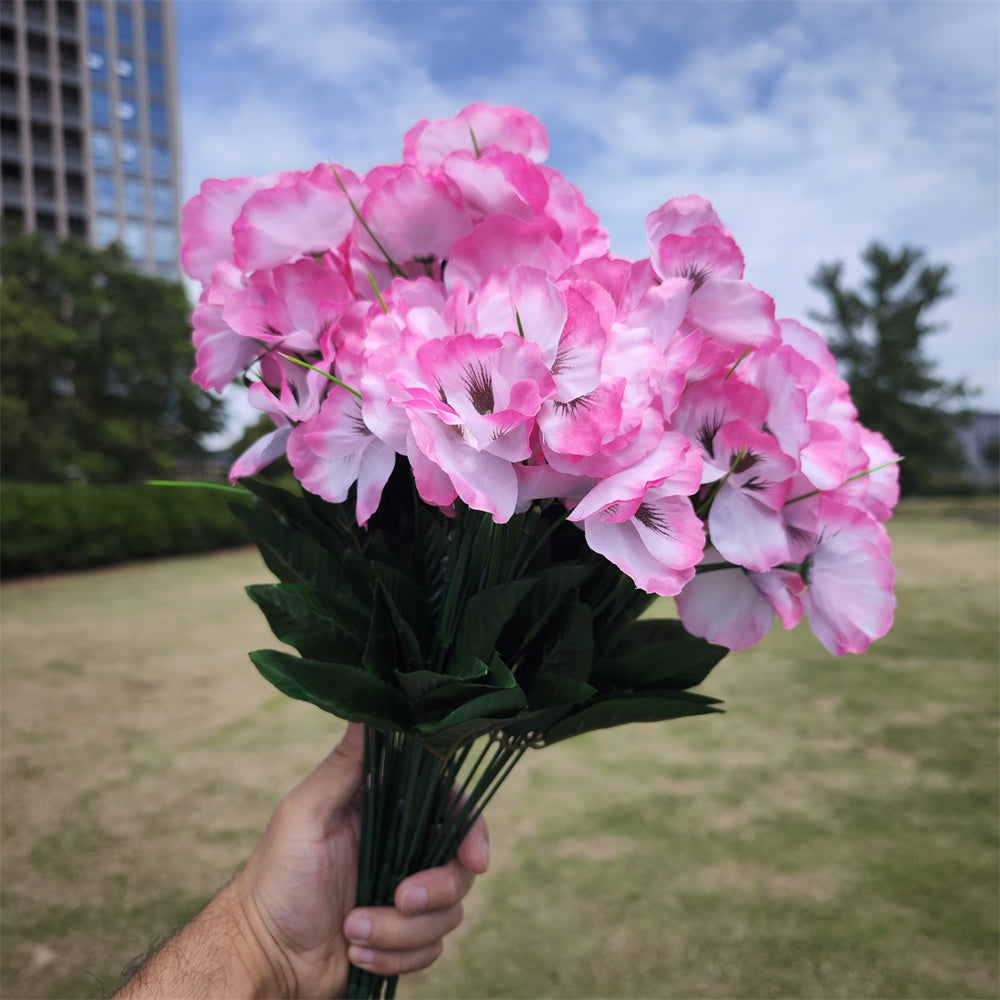 Arbusto artificial con resistencia a los rayos UV de 14" x 6" 8 piezas para jardín, balcón y terraza - Rosa