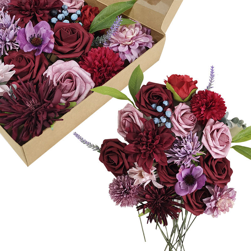 Dalias artificiales de 10" x 10" para bodas y eventos - Burdeos