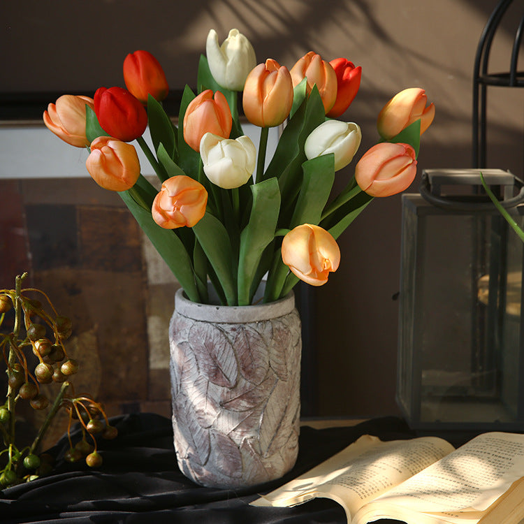Tulipanes artificiales con tacto real de 19" para bodas y eventos - Blanco