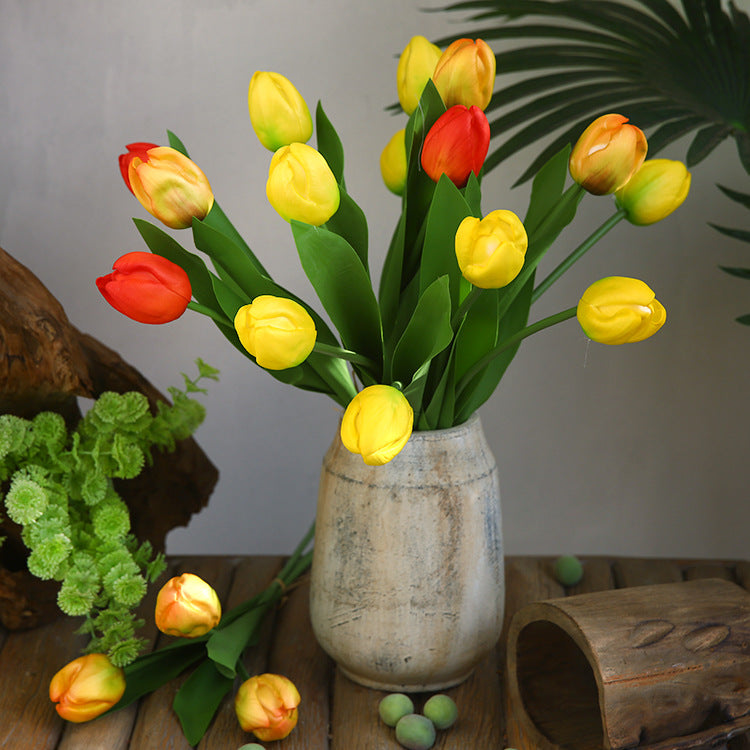 Tulipanes artificiales con tacto real de 19" para bodas y eventos - Amarillo