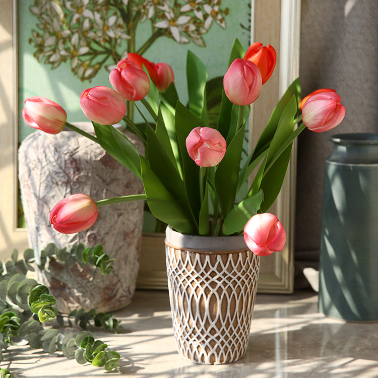 Tulipanes artificiales con tacto real de 19" para bodas y eventos - Rojo