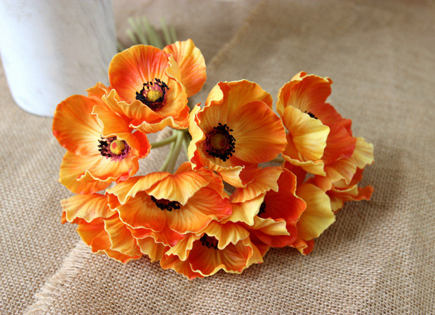 Amapolas artificiales con resistencia a los rayos UV con tacto real de 13" 10 piezas para jardín, balcón y terraza