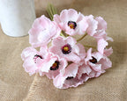 Amapolas artificiales con resistencia a los rayos UV con tacto real de 13" 10 piezas para jardín, balcón y terraza - Rojo rosa