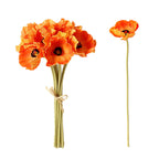 Amapolas artificiales con resistencia a los rayos UV con tacto real de 13" 10 piezas para jardín, balcón y terraza - Naranja