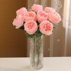 Rosas artificiales con tacto real de 17" 9 piezas para bodas y eventos - Rosa