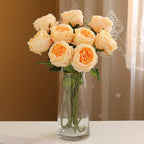 Rosas artificiales con tacto real de 17" 9 piezas para bodas y eventos - Champán