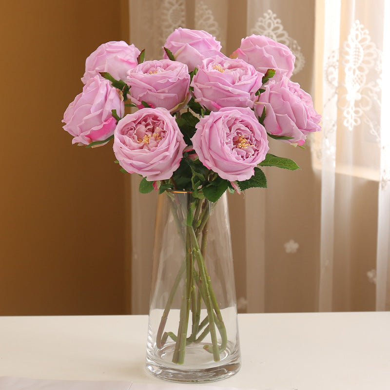 Rosas artificiales con tacto real de 17" 9 piezas para bodas y eventos - Morado