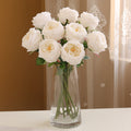 Rosas artificiales con tacto real de 17" 9 piezas para bodas y eventos - Blanco