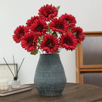 Crisantemos artificiales de 19" 9 tallos para decoración de interiores - Marrón