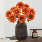 Crisantemos artificiales de 19" 9 tallos para decoración de interiores - Sunset
