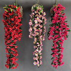 Campanillas artificiales con resistencia a los rayos UV de 33" 2 piezas para jardín, balcón y terraza - Blanco