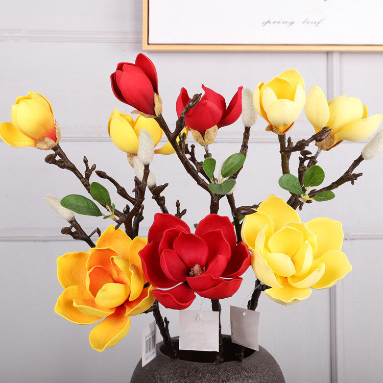 Magnolias artificiales con tacto real de 27" para bodas y eventos - Blanco