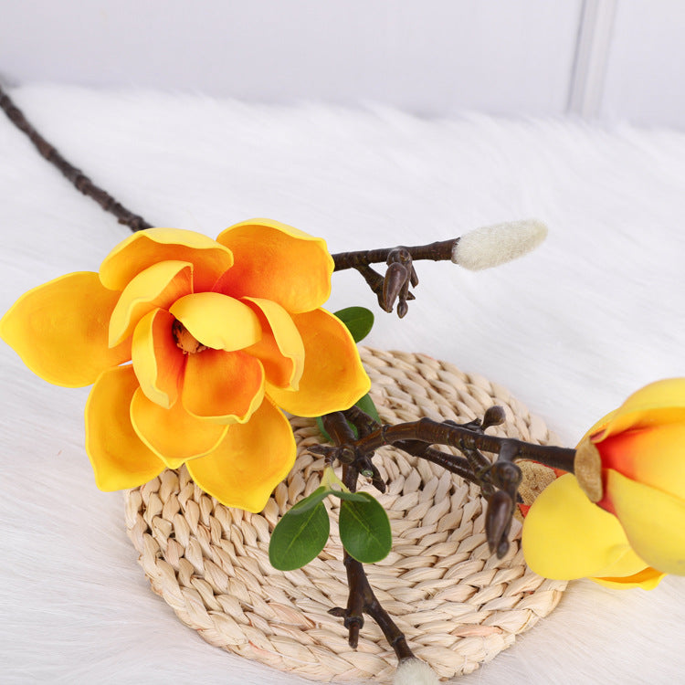 Magnolias artificiales con tacto real de 27" para bodas y eventos - Azul
