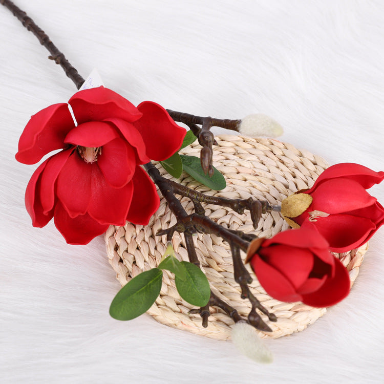 Magnolias artificiales con tacto real de 27" para bodas y eventos - Morado
