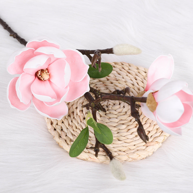 Magnolias artificiales con tacto real de 27" para bodas y eventos - Naranja