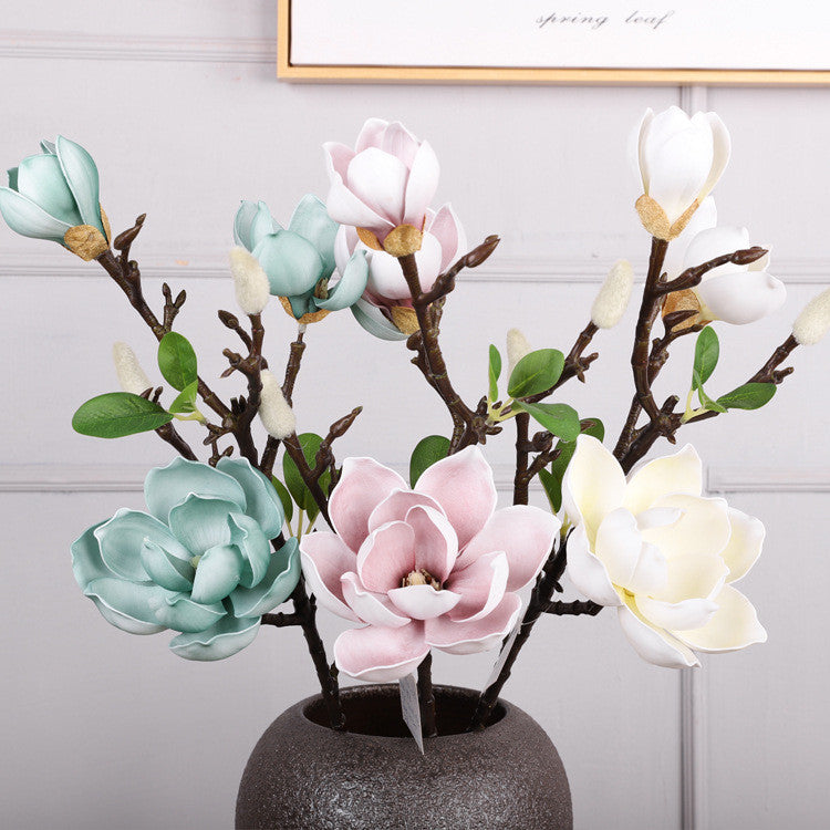 Magnolias artificiales con tacto real de 27" para bodas y eventos - Rojo
