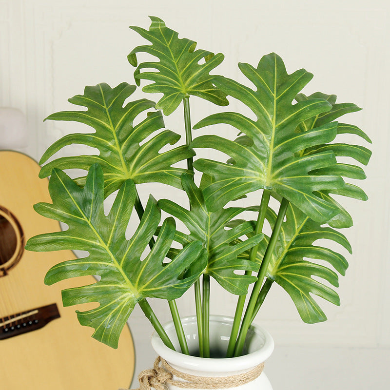Hojas de monstera artificiales con resistencia a los rayos UV de 28" 7 tallos para jardín, balcón y terraza - Monstera