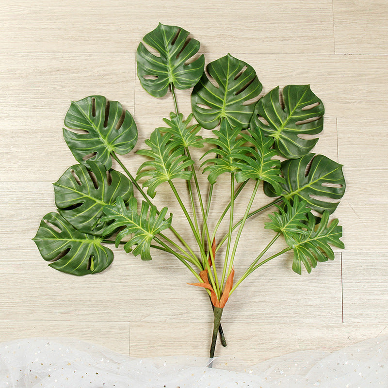 Hojas de monstera artificiales con resistencia a los rayos UV de 28" 7 tallos para jardín, balcón y terraza