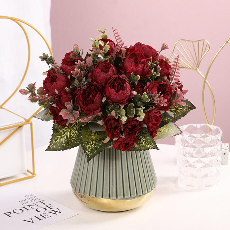 Peonías artificiales de 11" para arreglos florales y proyectos DIY - Burdeos