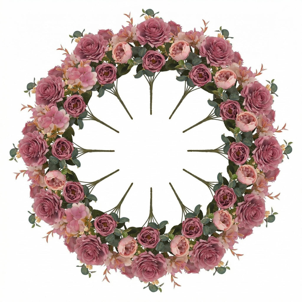 Peonías artificiales de 11" x 5" 12 paquetes para bodas y eventos - Dark rosa