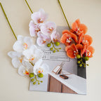 Orquídeas phalaenopsis artificiales con tacto real de 17" para bodas y eventos - Naranja