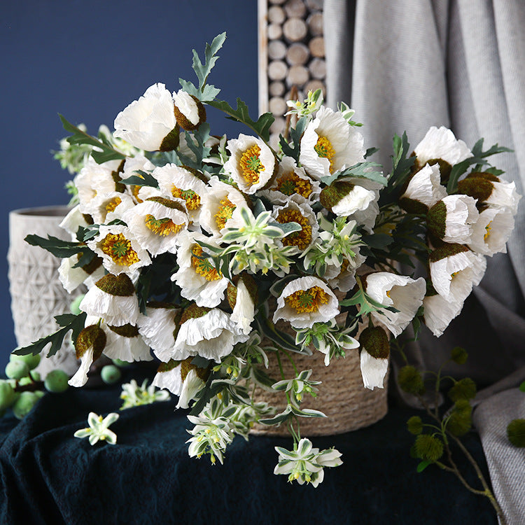 Amapolas artificiales de 18" para bodas y eventos - Blanco
