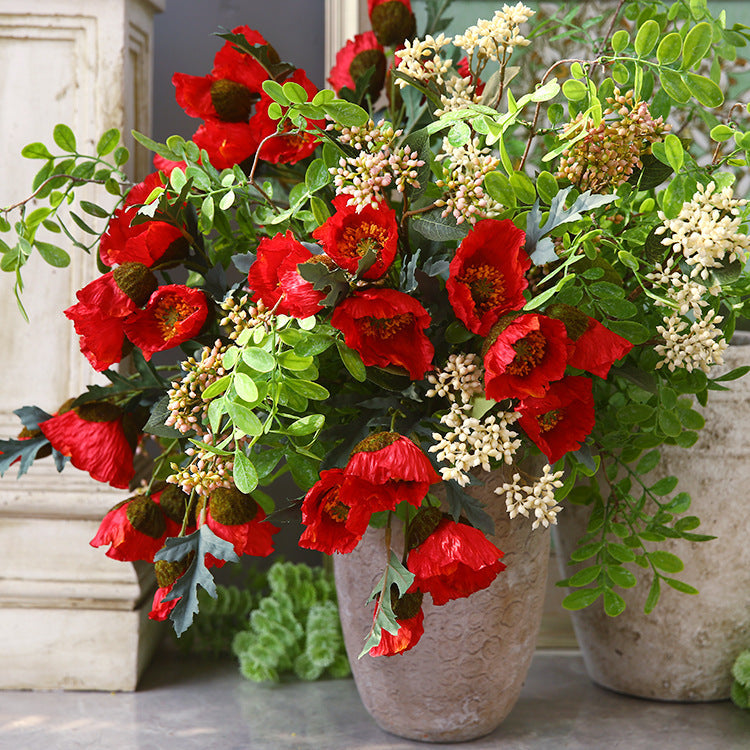 Amapolas artificiales de 18" para bodas y eventos - Naranja