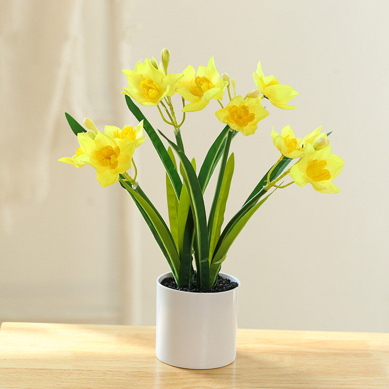 Narcisos artificiales de 13" para jardín, balcón y terraza - Amarillo