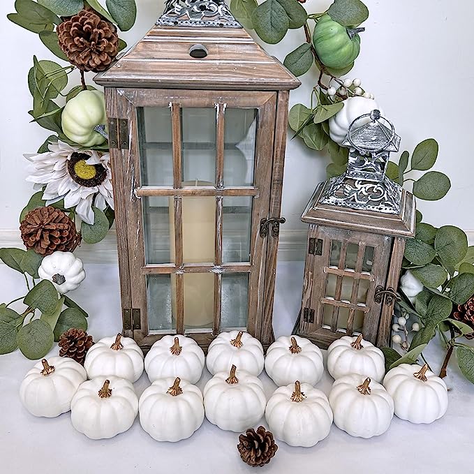 Calabazas artificiales de 3" x 3" 12 piezas para decoración de interiores