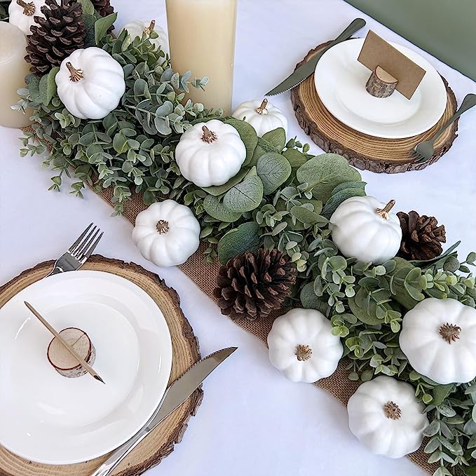 Calabazas artificiales de 3" x 3" 12 piezas para decoración de interiores