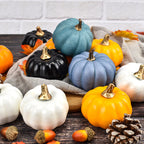 Calabazas artificiales de 3" x 3" 12 piezas para decoración de interiores - Negro