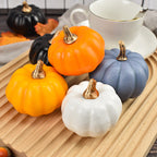 Calabazas artificiales de 3" x 3" 12 piezas para decoración de interiores - Naranja