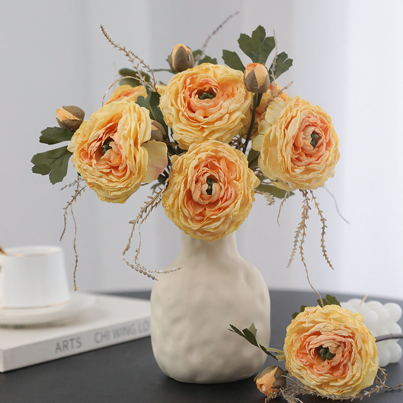 Rosas artificiales de 9.8" 5 piezas para bodas y eventos - Amarillo