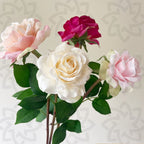 Rosas artificiales con tacto real de 18.8" para bodas y eventos - Rosa/crema