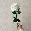 Rosas artificiales con tacto real de 18.8" para bodas y eventos - Crema