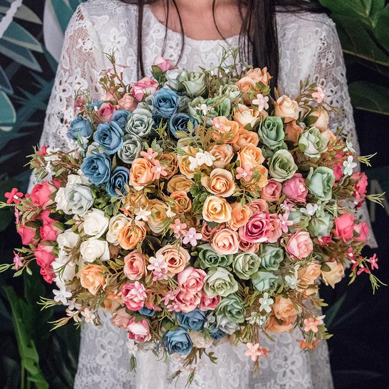 Rosas artificiales de 11.8" para bodas y eventos - Verde