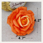 Rosas artificiales de 4" x 4" 7 piezas para bodas y eventos - Crema/light amarillo