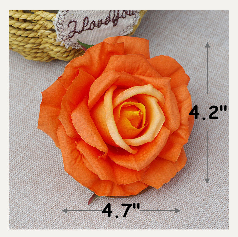 Rosas artificiales de 4" x 4" 7 piezas para bodas y eventos - Crema/light amarillo