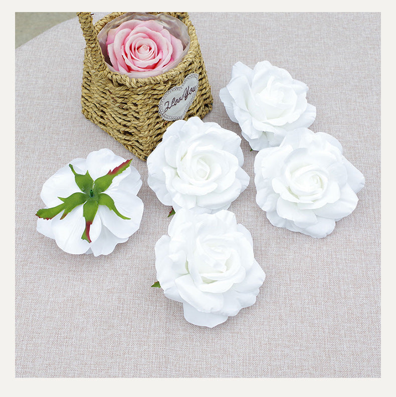 Rosas artificiales de 4" x 4" 7 piezas para bodas y eventos - Light champán