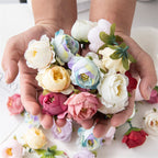 Rosas artificiales de 2" 7 piezas para bodas y eventos - Rojo