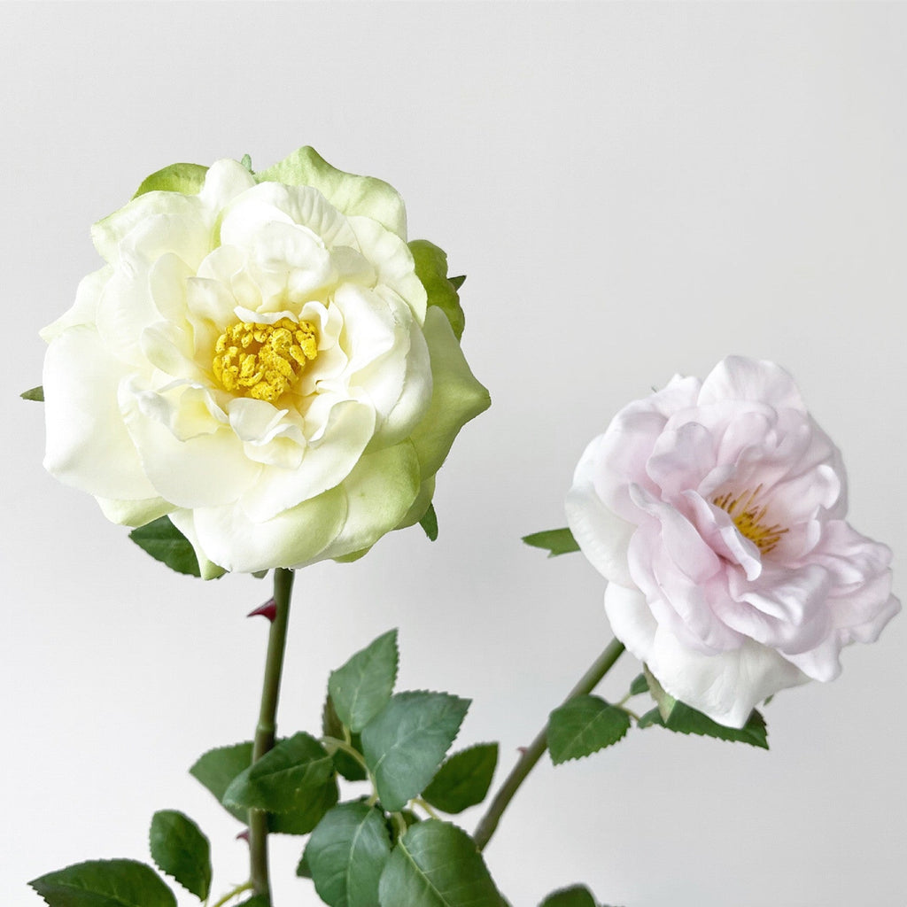 Rosas artificiales con tacto real de 19.6" para bodas y eventos - Blanco verde