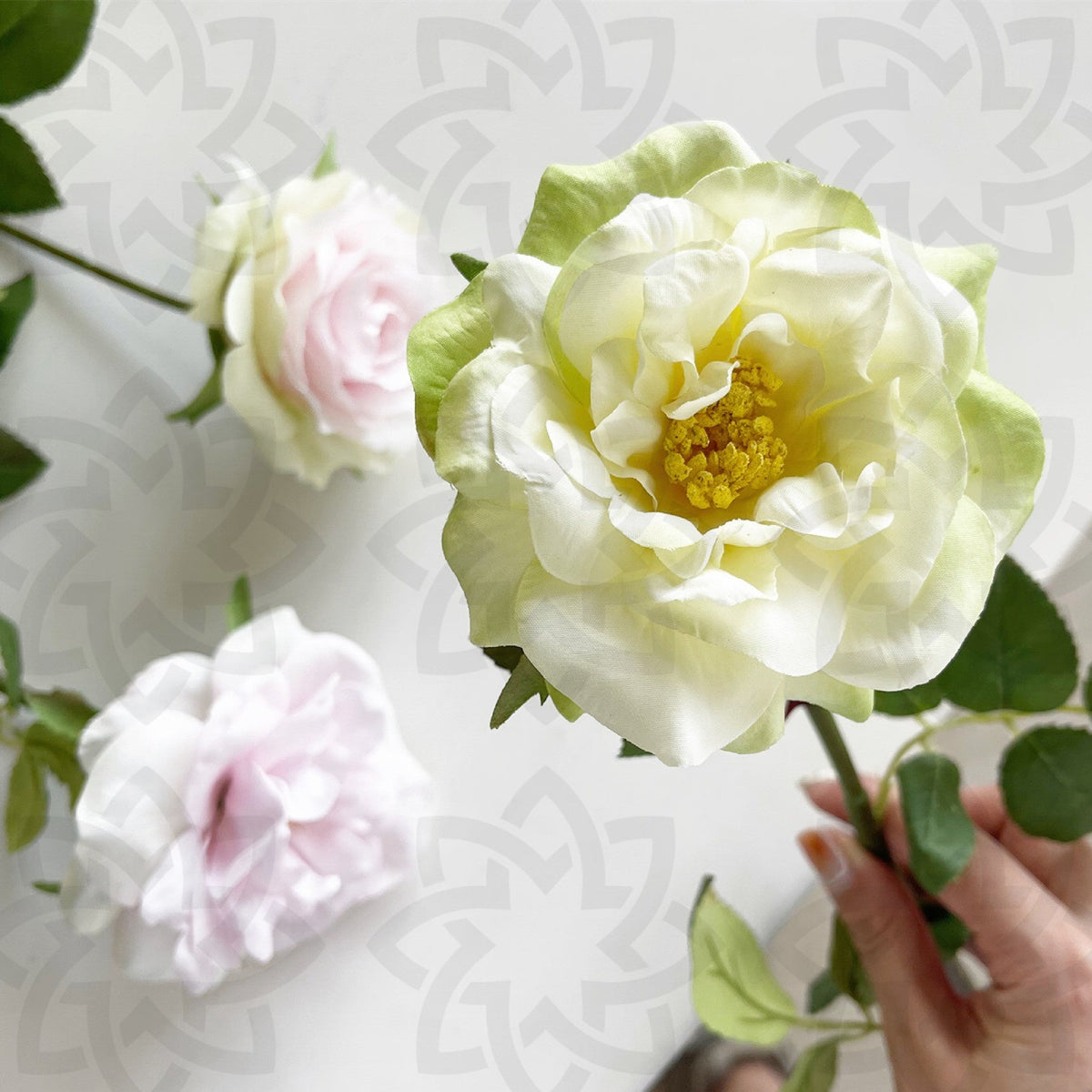 Rosas artificiales con tacto real de 19.6" para bodas y eventos - Rojo rosa
