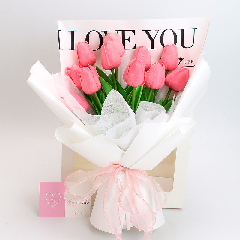 Tulipanes artificiales con tacto real de 14" x 9" para bodas y eventos