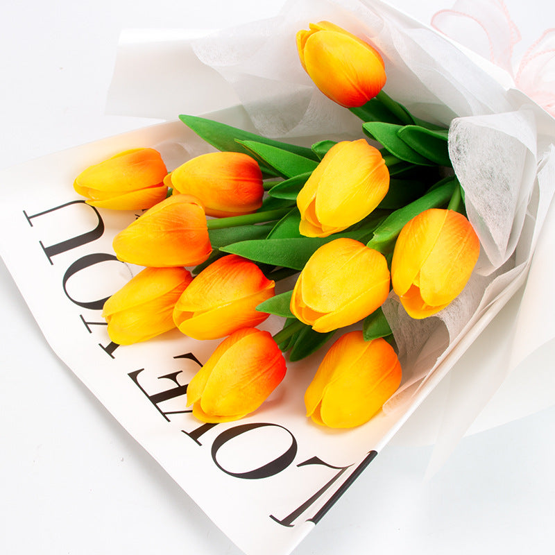 Tulipanes artificiales con tacto real de 14" x 9" para bodas y eventos - Morado