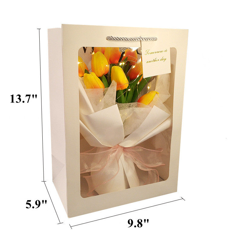 Tulipanes artificiales con tacto real de 14" x 9" para bodas y eventos - Rosa