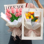 Tulipanes artificiales con tacto real de 14" x 9" para bodas y eventos - Rojo