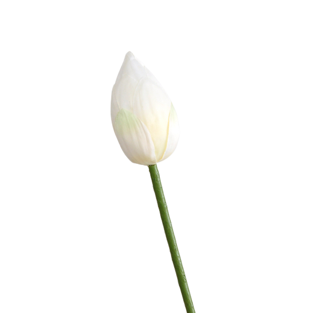 Lotos artificiales con tacto real para decoración del hogar, eventos y escaparates - 28" blanco half open bud