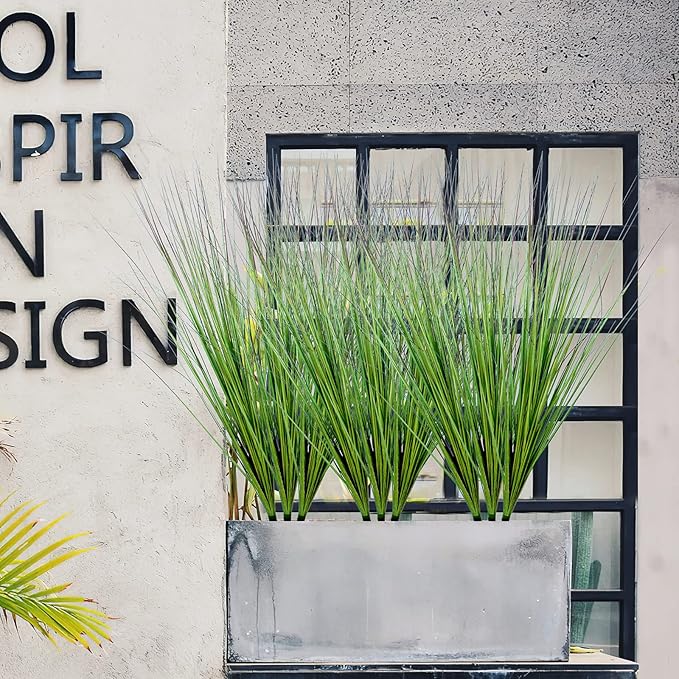 Césped ornamental artificial con resistencia a los rayos UV 10 piezas para jardín, balcón y terraza - 31" Amarillo