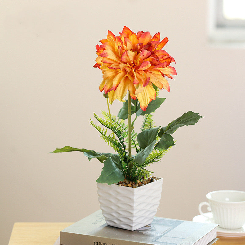 Dalias artificiales de 14" para decoración del hogar, eventos y escaparates - Naranja