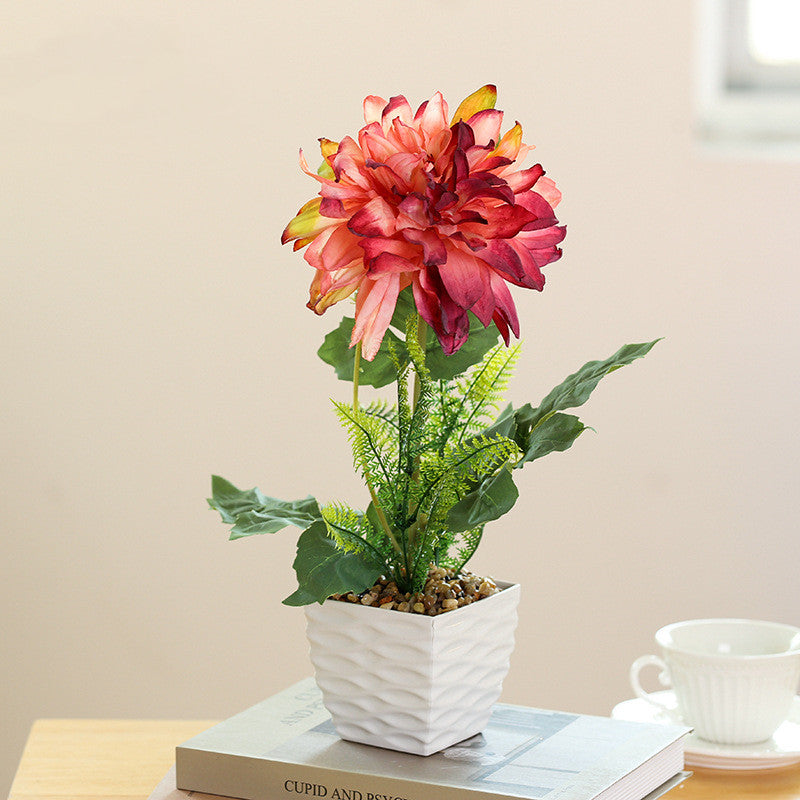 Dalias artificiales de 14" para decoración del hogar, eventos y escaparates - Burdeos